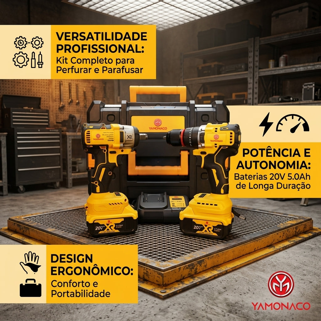 Chave De Impaco E Parafusadeira  Furadeira A Bateria 20v Amarelo 127/220v 60