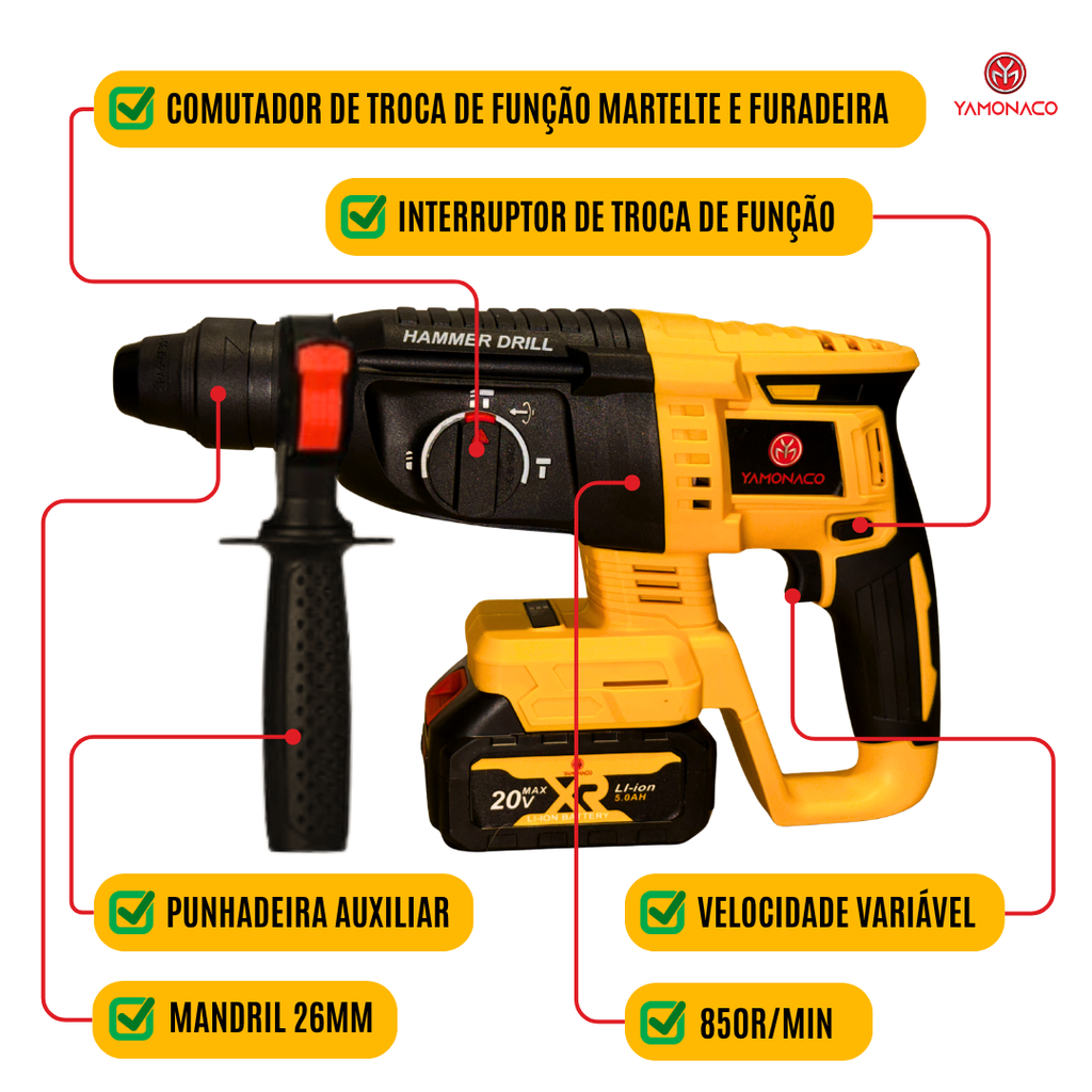 MARTELETE PERFURADOR ROMPEDOR A BATERIA